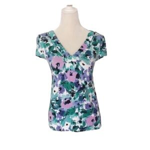 💕Sale💕Ann Taylor Loft Factory Blue Floral Top Size Medium